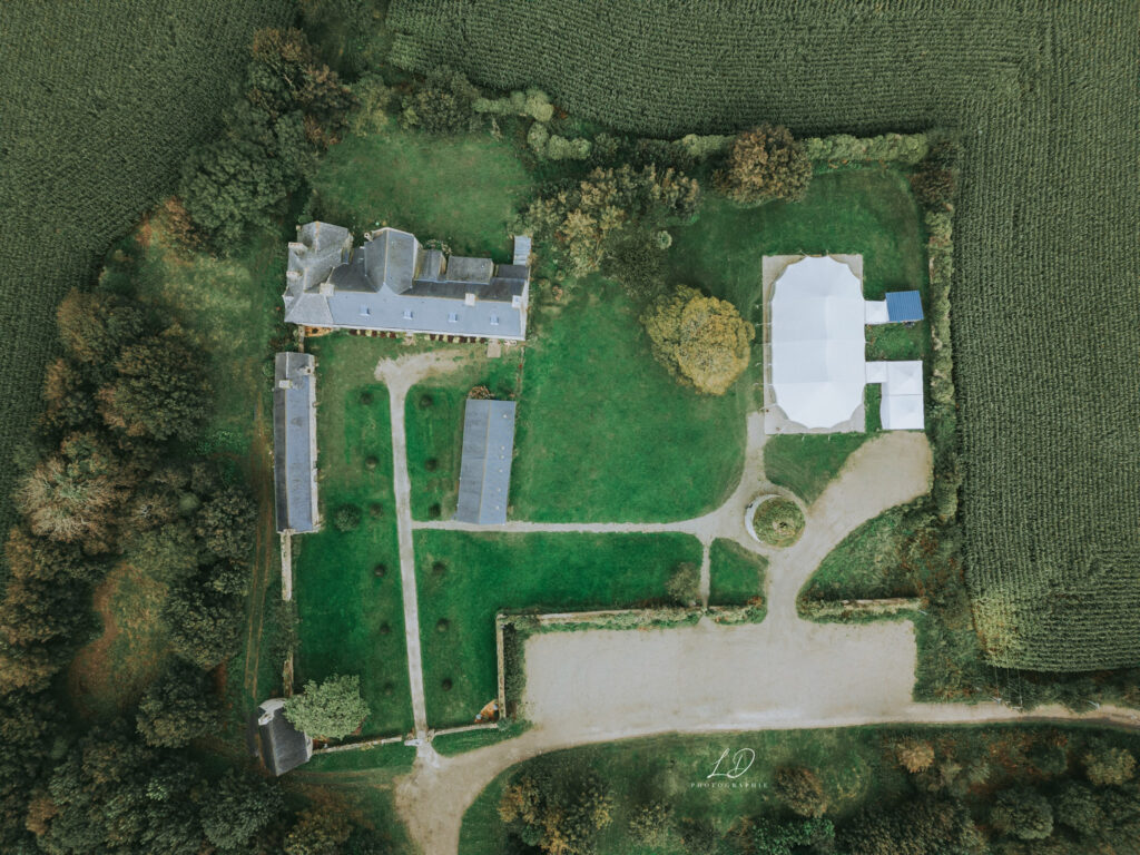 Domaine de Keranflec'h vu du ciel photo prise  par drone par LD photographie lors d'un mariage en Bretagne.